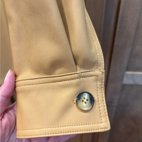 Maeve Butterscotch Faux Leather Shacket - Picture 3 of 7